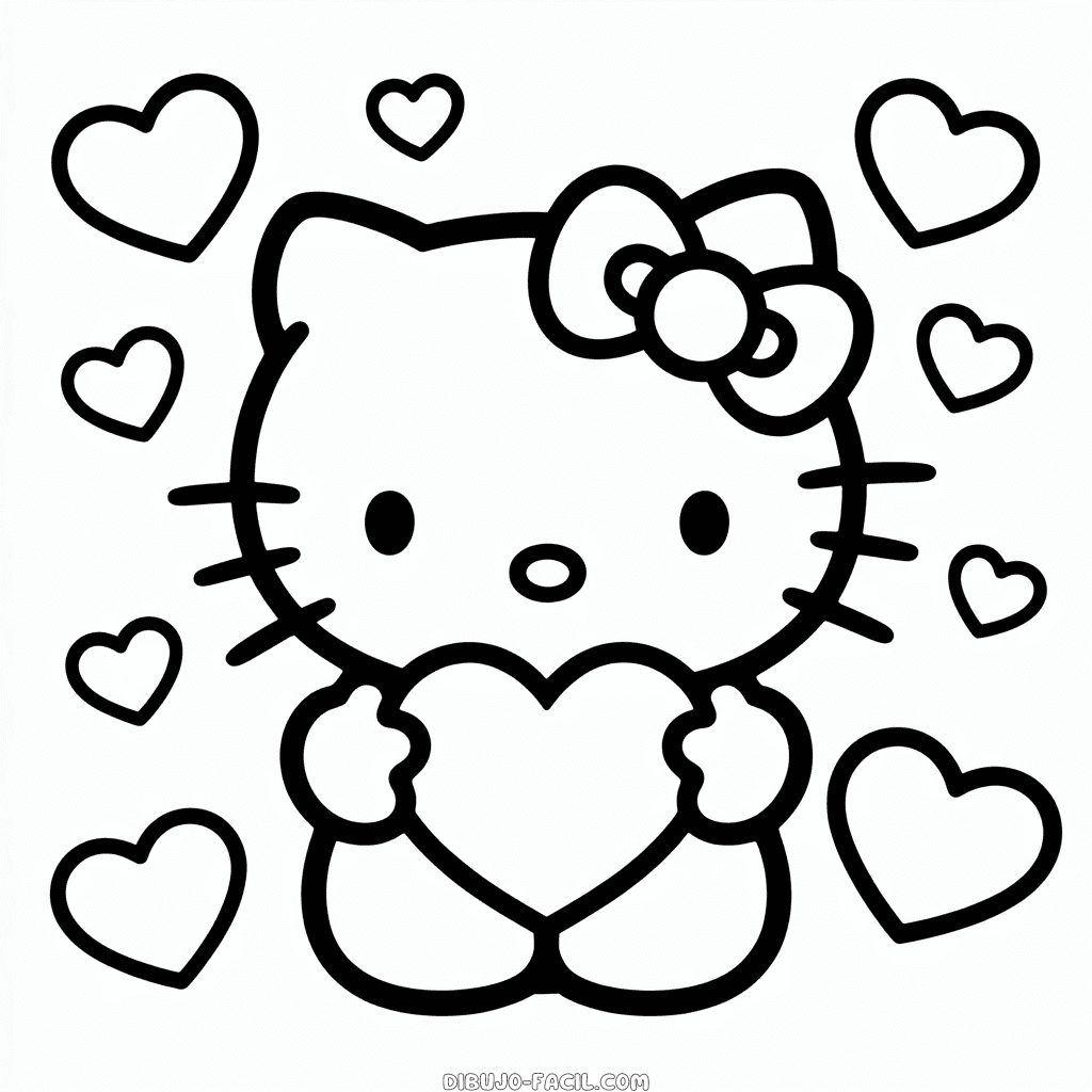 Dibujo Fácil de Amor de Hello Kitty
