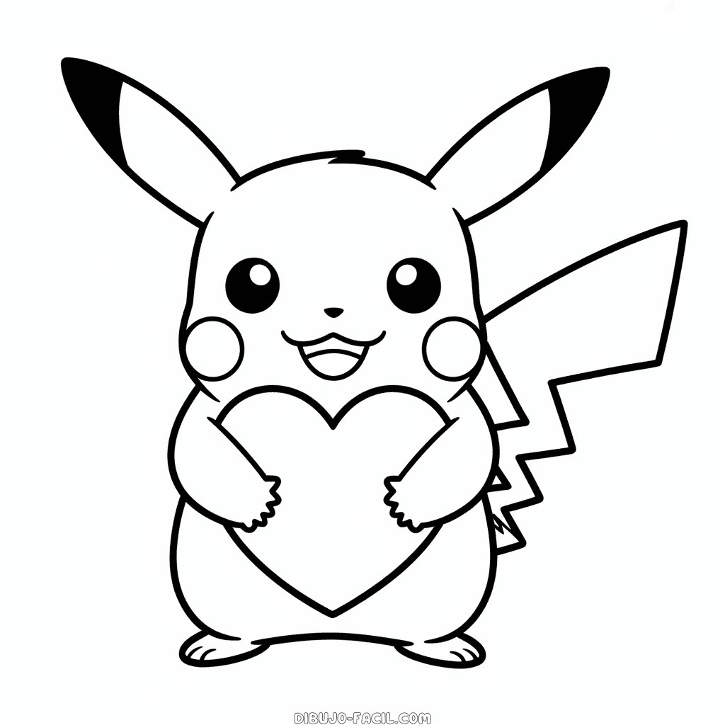 Dibujo Fácil de Amor por Pikachu
