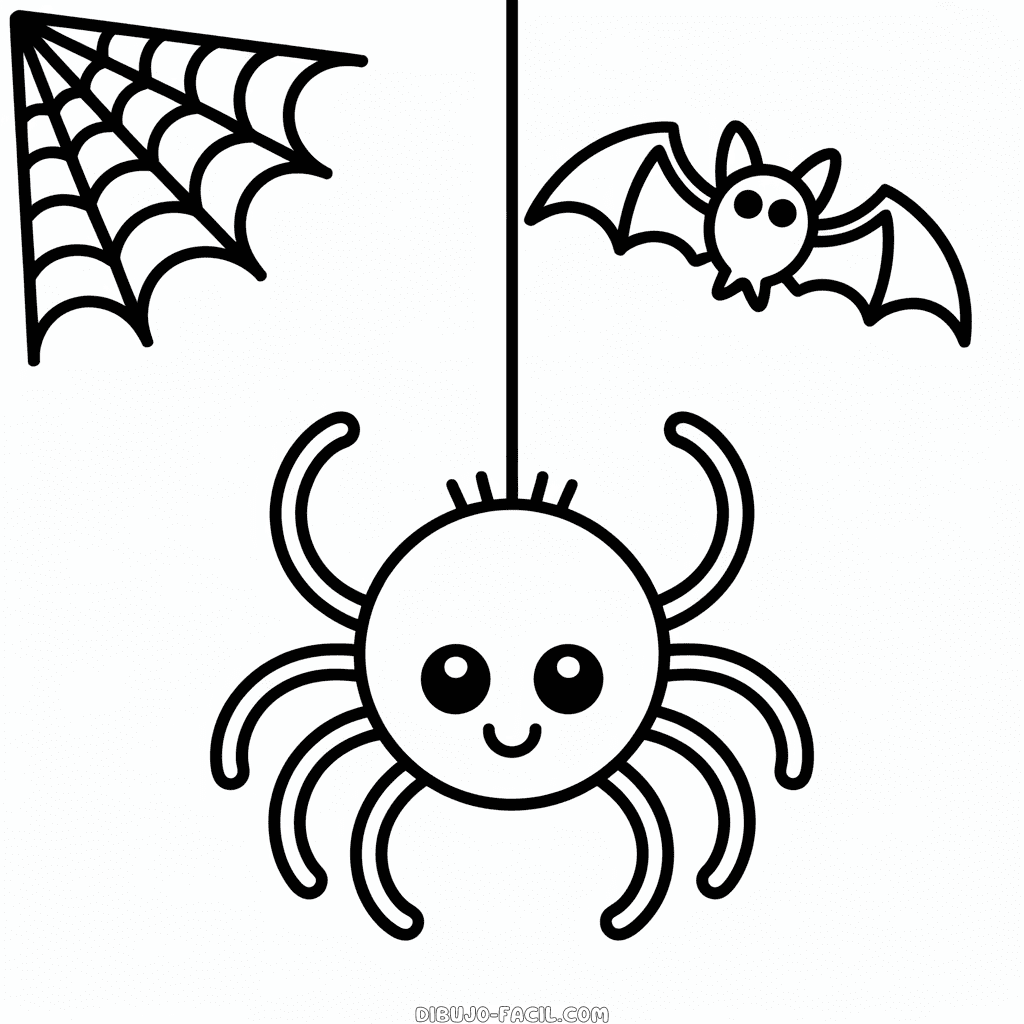 Dibujo Fácil de Araña de Halloween Bonita