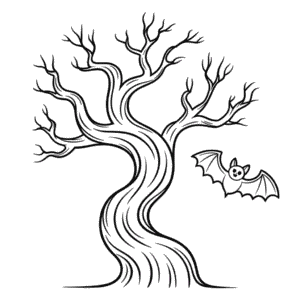 Dibujo Fácil de Árbol Espeluznante Halloween
