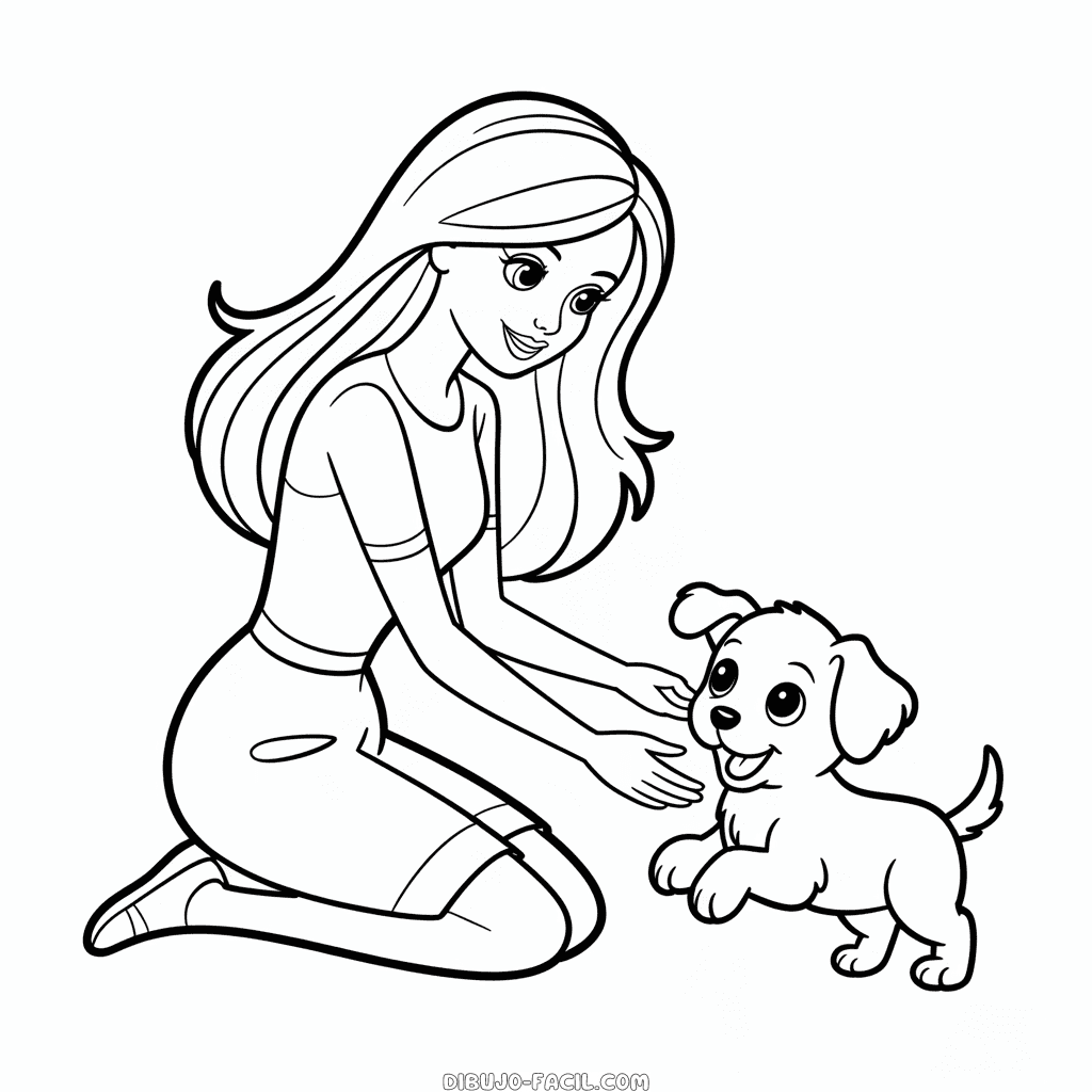 Dibujo Fácil de Barbie y Cachorro