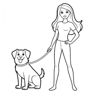 Dibujo Fácil de Barbie y Su Perro