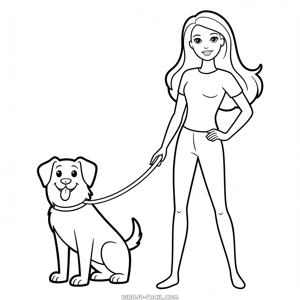 Dibujo Fácil de Barbie y Su Perro
