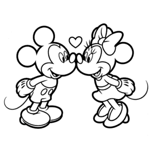 Dibujo Fácil de Beso a Mickey y Minnie