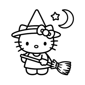 Dibujo Fácil de Bruja Hello Kitty