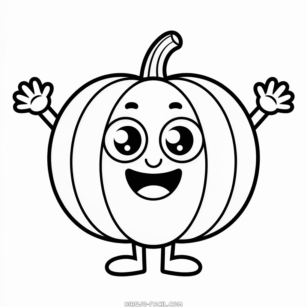 Dibujo Fácil de Calabaza de Dibujos Animados Halloween