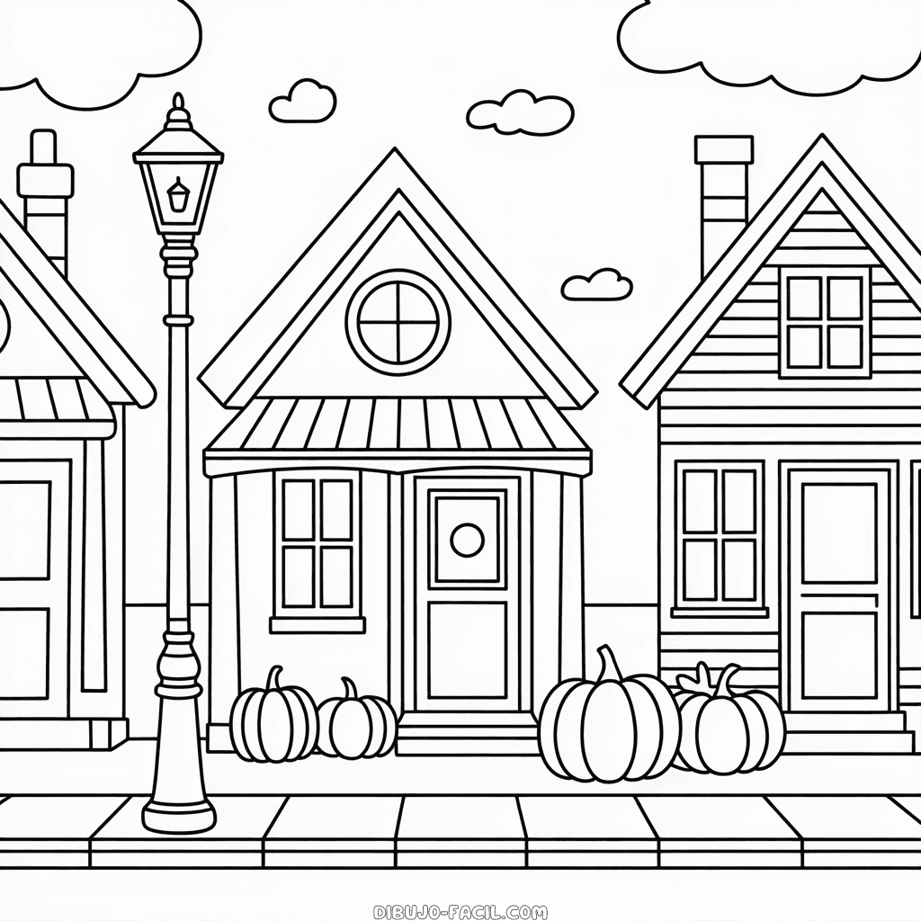 Dibujo Fácil de Calle en Otoño