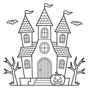 Dibujo Fácil de Castillo de Halloween