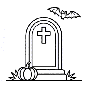 Dibujo Fácil de Cementerio de Halloween