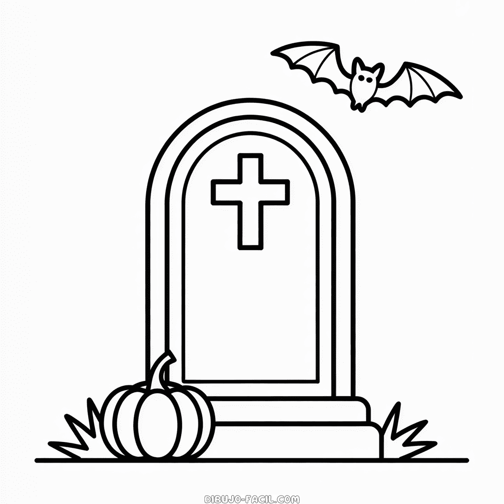 Dibujo Fácil de Cementerio de Halloween