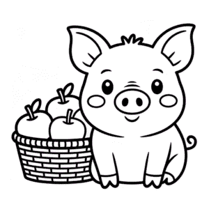 Dibujo Fácil de Cerdo Otoñal