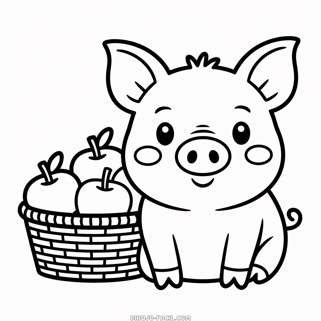 Dibujo Fácil de Cerdo Otoñal