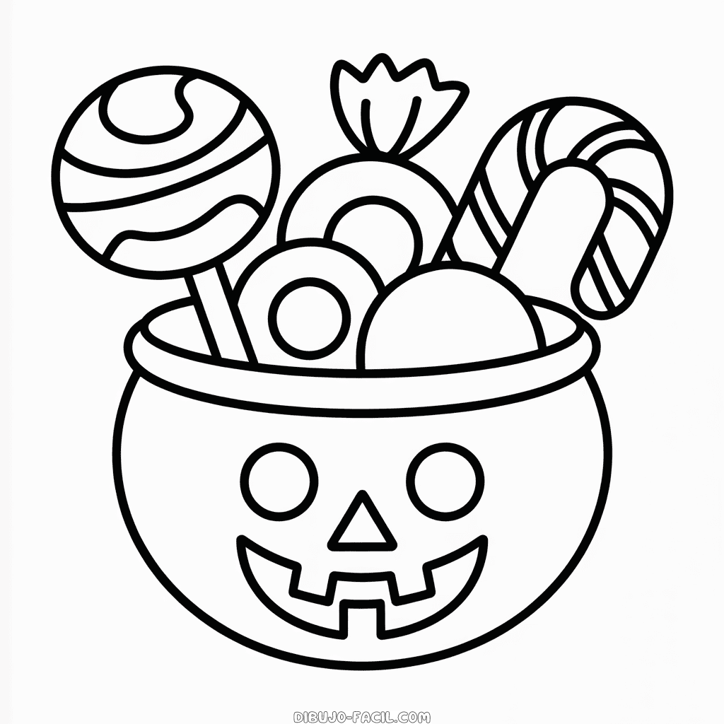 Dibujo Fácil de Cesta de Halloween