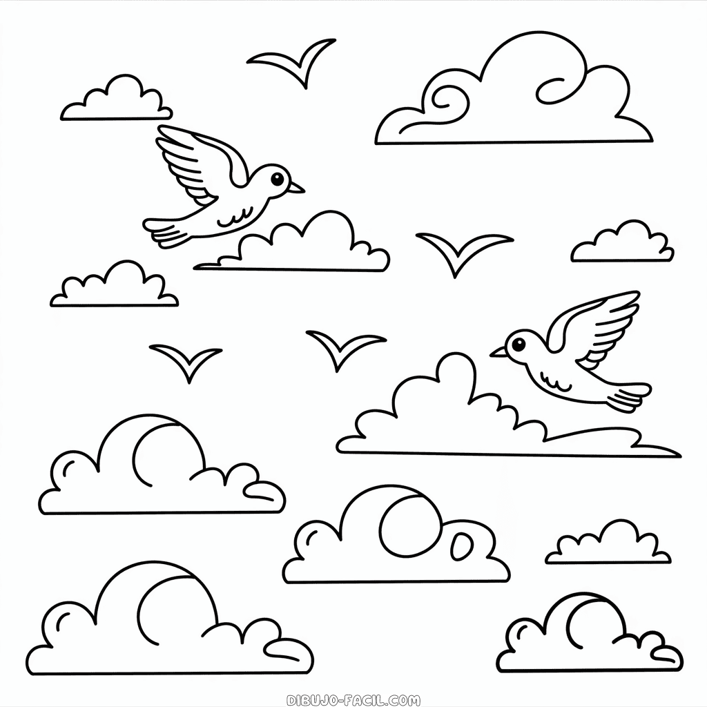 Dibujo Fácil de Cielo de Otoño