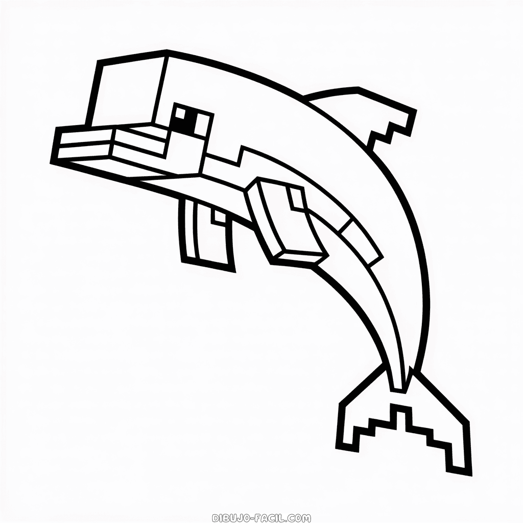 Dibujo Fácil de Delfín de Minecraft