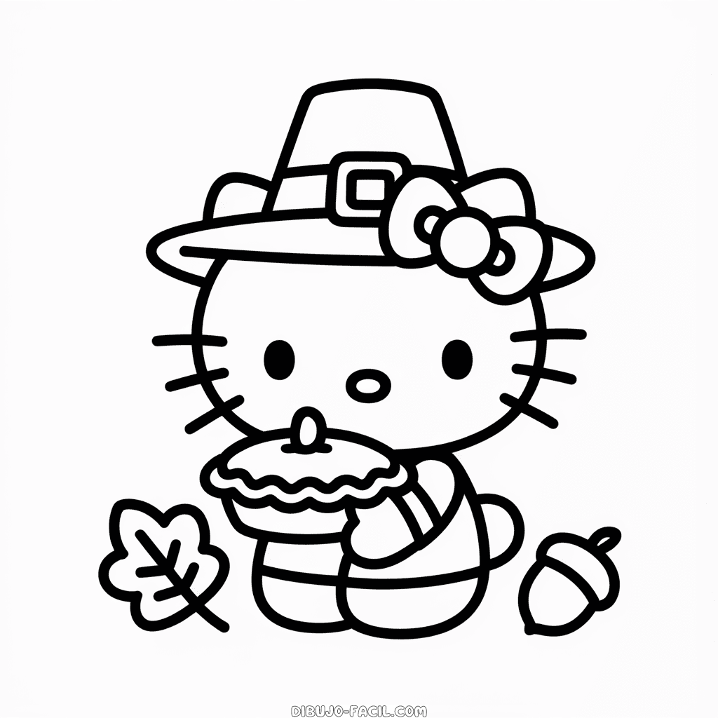 Dibujo Fácil de Día de Acción de Gracias con Hello Kitty