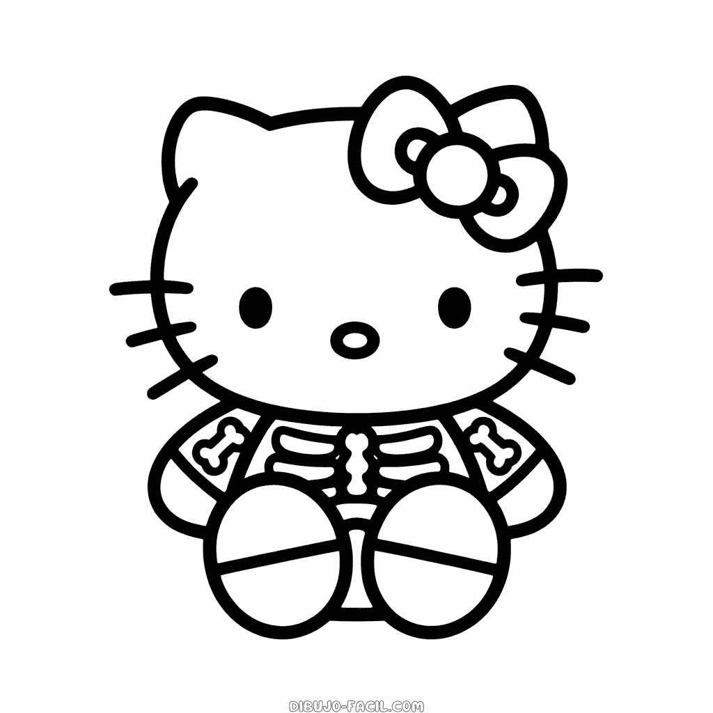 Dibujo Fácil de Esqueleto de Hello Kitty