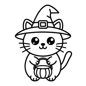 Dibujo Fácil de Gato Halloween Bonito