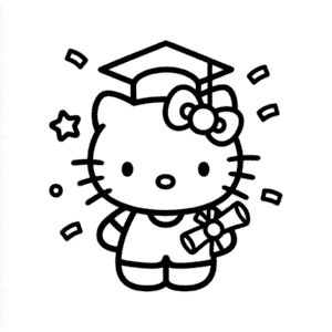 Dibujo Fácil de Graduación de Hello Kitty