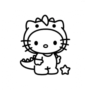 Dibujo Fácil de Hello Kitty en Disfraz de Dinosaurio