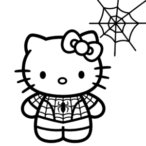 Dibujo Fácil de Hello Kitty en el Disfraz de Spider-man