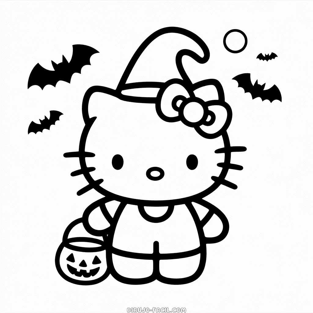 Dibujo Fácil de Hello Kitty Halloween