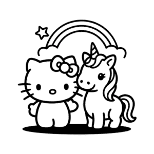 Dibujo Fácil de Hello Kitty y Unicornio