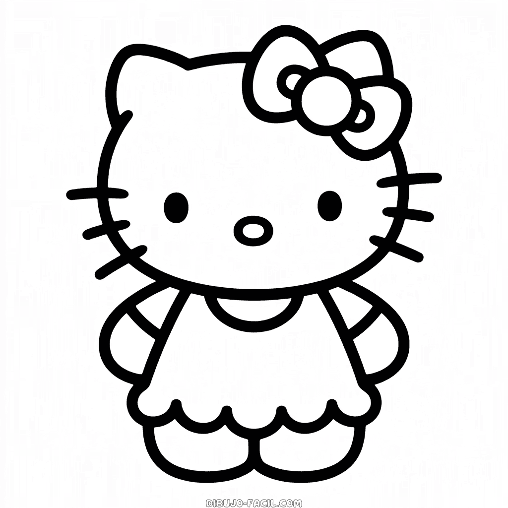 Dibujo Fácil de Hermosa Hello Kitty