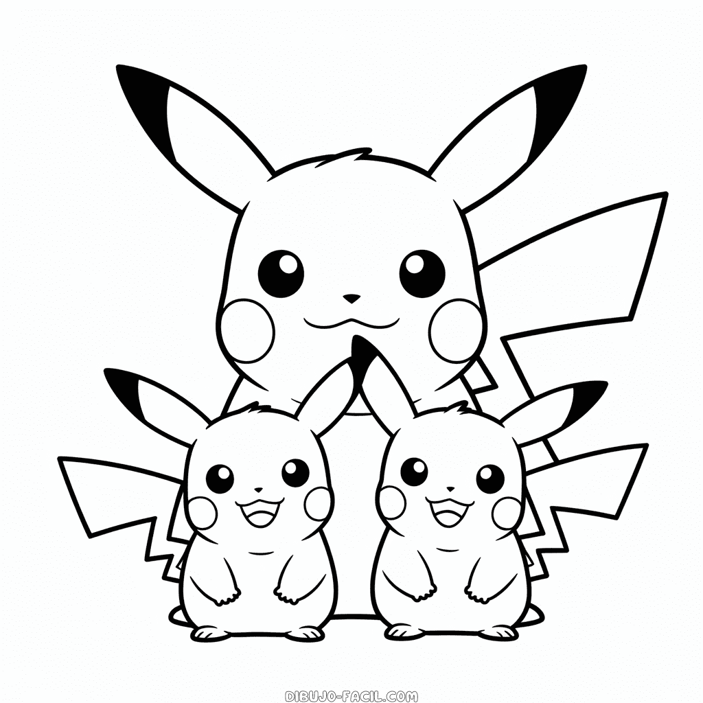 Dibujo Fácil de La Familia Pikachu
