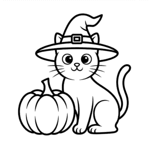 Dibujo Fácil de Lindo Gato Negro de Halloween