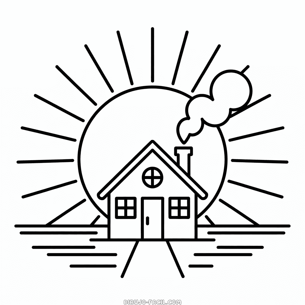 Dibujo Fácil de Mañana de Otoño