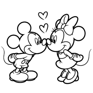 Dibujo Fácil de Mickey Besando a Minnie