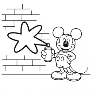 Dibujo Fácil de Mickey Haciendo Grafiti