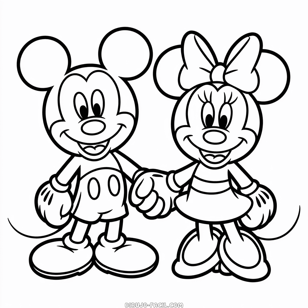 Dibujo Fácil de Mickey y Minnie