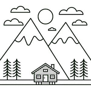 Dibujo Fácil de Montañas en Otoño