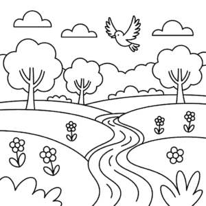 Dibujo Fácil de Naturaleza en Otoño