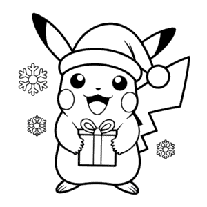 Dibujo Fácil de Navidad de Pikachu