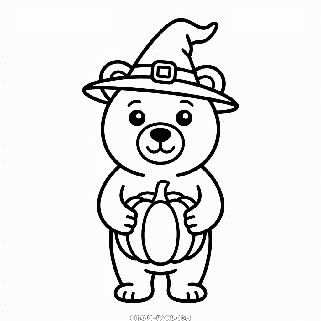 Dibujo Fácil de Oso de Halloween