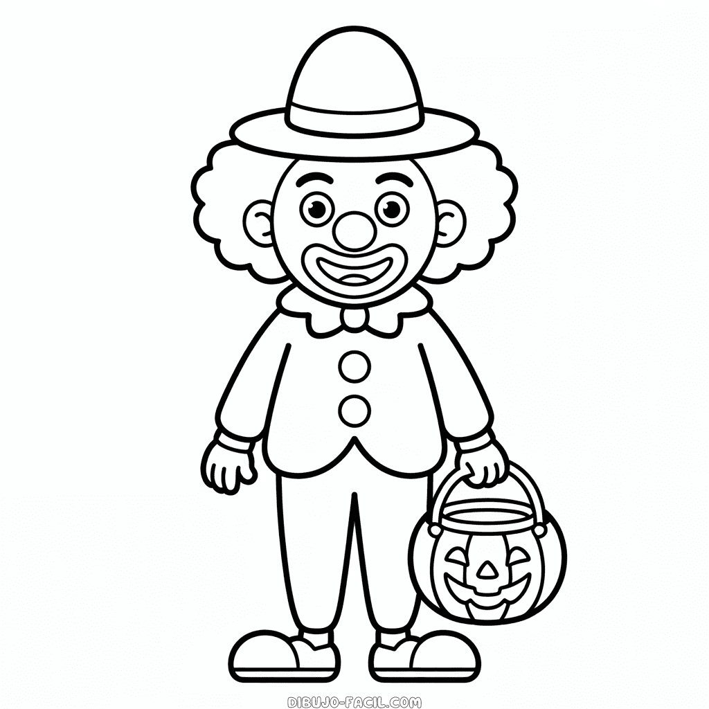 Dibujo Fácil de Payaso de Halloween