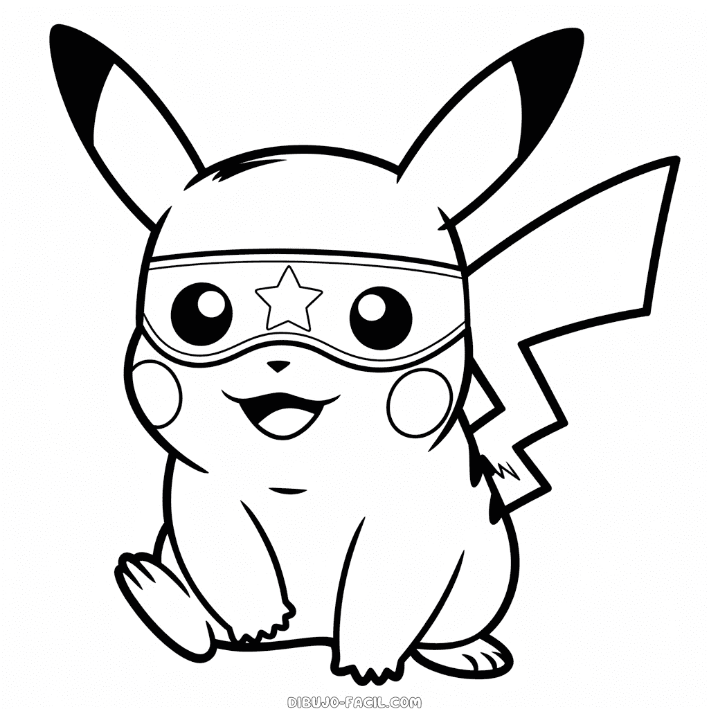 Dibujo Fácil de Pikachu con Máscara