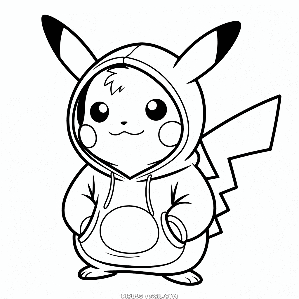 Dibujo Fácil de Pikachu con Sudadera