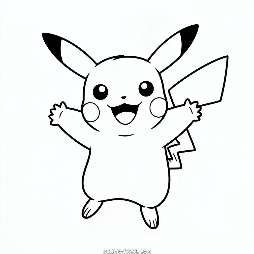 Dibujo Fácil de Pikachu Feliz