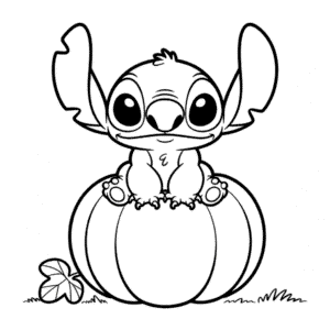 Dibujo Fácil de Stitch en una Calabaza