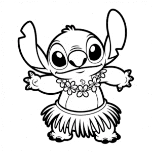 Dibujo Fácil de Stitch Hula