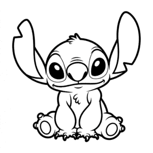 Dibujo Fácil de Stitch Sentado