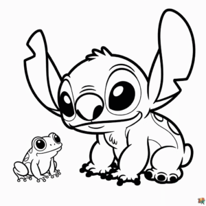 Dibujo Fácil de Stitch y la Rana