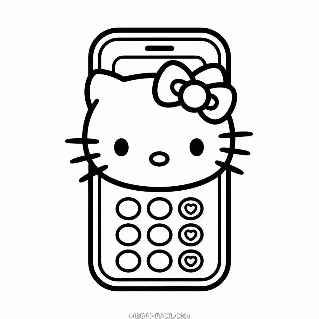 Dibujo Fácil de Teléfono de Hello Kitty