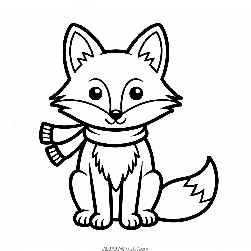 Dibujo Fácil de Zorro en Otoño