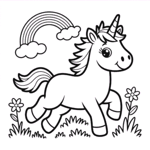 Dibujo Fácil de Unicornio de Caricatura